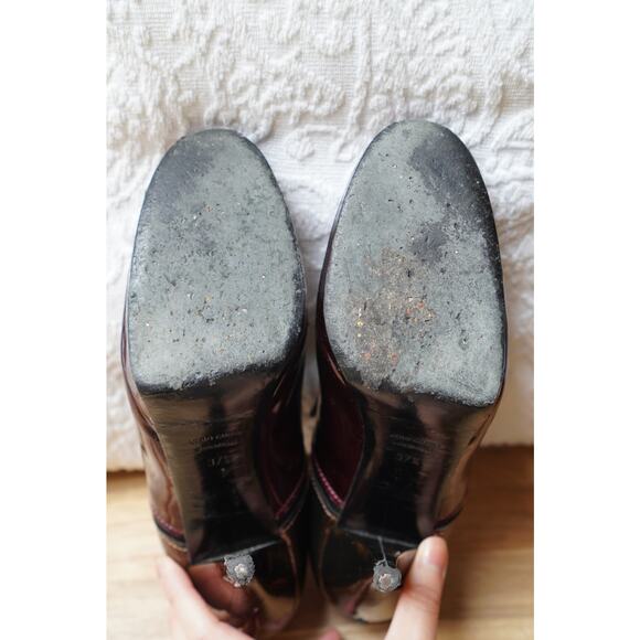 Lanvin Colorblock Patent Leather Lace Up Ankle Heel Boots Booties Size 37.5 - Picture 9 of 14